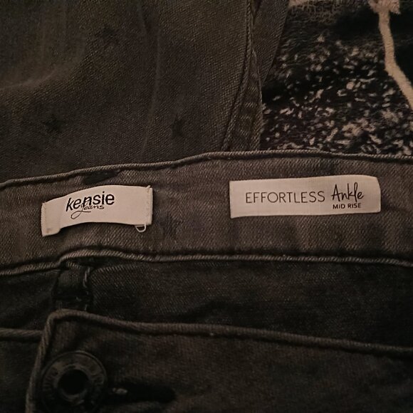 Kensie Jeans Effortless Ankle Mid Rise Black With Black Stars Size 20W - Picture 4 of 9